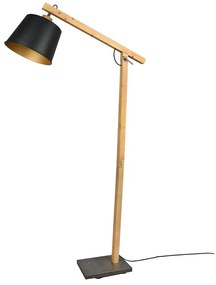 Czarno-naturalna lampa stojąca z metalowym kloszem (wysokość 156 cm) Harris – Trio