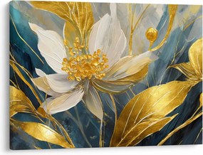 Obraz - Malowanie złotych kwiatów (70x50 cm)