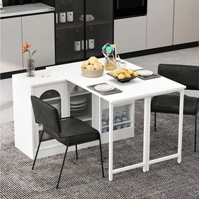 Czarna obrotowa szafka barowa - Stolik barowy z 2 szklanymi drzwiami i 2 otwartymi schowkami - obrotowy blat