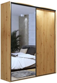 Szafa z lustrem dąb artisan + czarne paski - Estori 3X