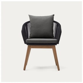 Czarny drewniany fotel ogrodowy Portalo – Kave Home