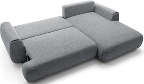 Popielata kanapa narożna rozkładana z pojemnikiem F4-L82