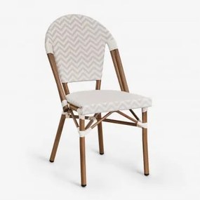 Krzesło Ogrodowe Aluminiowe Brielle Bistro Stackable Nude Beżowy - Gardenia Biel - Sklum