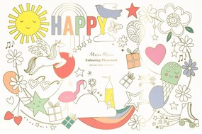 Papierowe maty stołowe zestaw 8 szt. 28x42.5 cm Happy Icons – Meri Meri