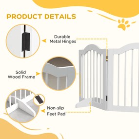 PawHut Składana bramka dla psów 4 panele zabezpieczające do schodów korytarzy i drzwi biała MDF drewno | Aosom PL