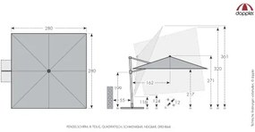 MyZone 280 x 280 cm - wahadłowy parasol ogrodowy z bocznym słupkiem : Substancja Desen - 816
