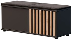 Czarna lamelowa szafka na buty do przedpokoju G7-D93