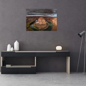 Obraz na szkle - jezioro na klifie (70x50 cm)
