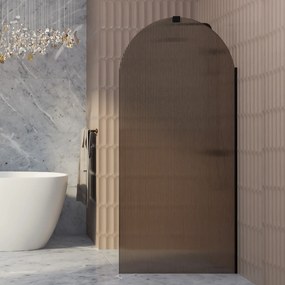 Ścianka prysznicowa WALK IN FIX brązowa półokrągła ryflowana 8mm ARTE WELLE Brown Oval MASSI | Różne rozmiary : Kolor profili kabiny - złoty, Szerokość ścianki - 80 cm, Typ montażu - WALK in FIX (Do ściany)