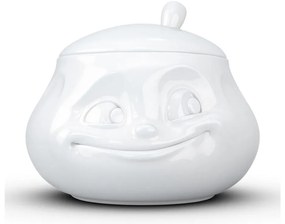 Biała uśmiechnięta cukierniczka z porcelany 58products