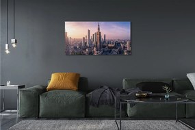 Fotoobraz na płótnie Poranny Blask nad Centrum Warszawy