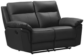 Kanapa 2-osobowa z funkcją relax ze skóry bawolej PAKITA - kolor czarny