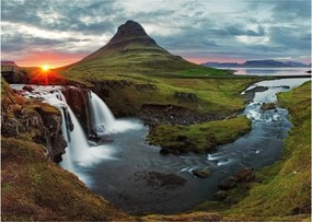 Obraz - Kirkjufell o zachodzie słońca (70x50 cm)