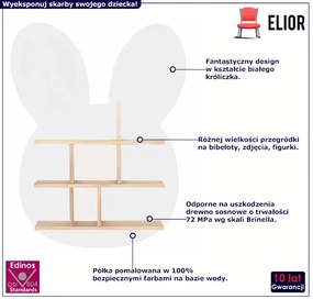 Biała półka dziecięca w kształcie króliczka M1-N92