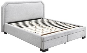 Łóżko z szufladami 180 x 200 cm - Tkanina - Jasnoszary - INASTO