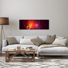 Nowoczesny obraz różowej abstrakcji (z zegarem) (90x30 cm)