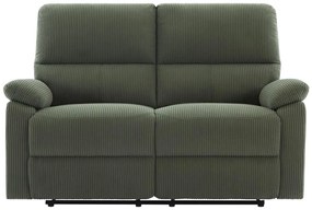 Kanapa 2-osobowa z elektryczną funkcją relax z zielonego sztruksu - LUNANO
