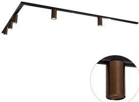 Nowoczesny system oświetlenia szynowego z 5 reflektorami w kolorze ciemnego brązu, 1-fazowy, GU10, 50 mm - Iconic Ruby