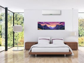 Obraz - Fioletowy krajobraz (170x50 cm)