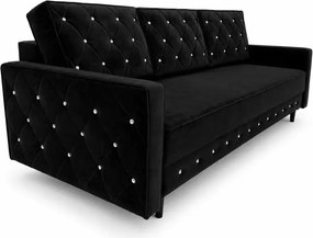 Pikowana kanapa Lux 3 osobowa z funkcją spania i pojemnikiem na pościel w stylu glamour