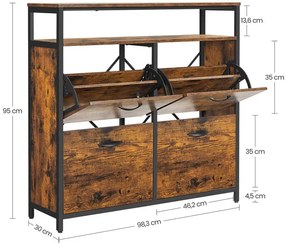 Industrialna duża szafka na buty rustykalny brąz P5-E95