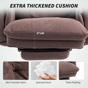 HOMCOM Fotel biurowy z regulowanym oparciem, obrotowy fotel tapicerowany, fotel wyściełany, regulowana wysokość, stal, brązowy