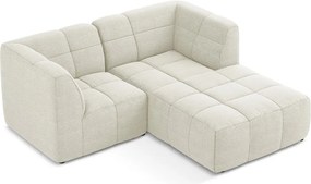 Beżowy narożnik z materiału bouclé (prawostronny/z szezlongiem) Aloha – Makamii