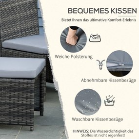 Outsunny Zestaw Mebli Ogrodowych Rattanowych 5 Części Stół Krzesła Sofa Stal Szary Komplet do Jadalni | Aosom PL