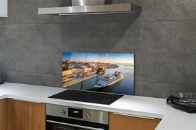 Szkło do Kuchni na Ścianę Statek przy Mieście pod Niebem