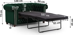 Zielona aksamitna rozkładana sofa 148 cm York Blik – Ropez