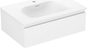 Mexen Rivel szafka łazienkowa 70 cm z umywalką Vela, 1 szuflada, ryflowana , biała mat - 91A20-07023-1-BF01-W23M01