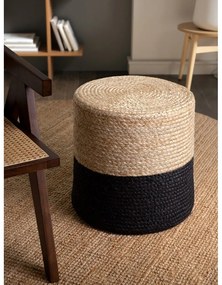 Czarno-naturalny puf Juta Gold Black – Hanse Home