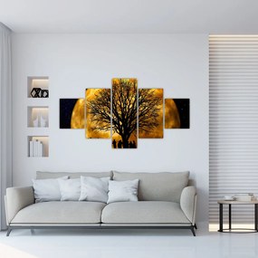 Obraz księżyca i sylwetki (125x70 cm)