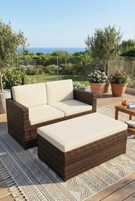 2-cz. brązowy komplet rattanowy do ogrodu x S3-B41