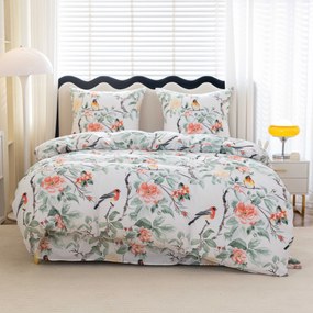 PrzytulneMieszkanie.pl PrzytulneMieszkanie.pl Pościel z mikrofibry ORANGE FLOWERS białe Rozmiar pościeli: 2 szt 70 x 80 cm | 160 x 200 cm