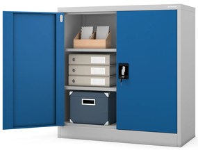 Mała szafka zamykana BEATA, 900 x 930 x 400 mm, szaro-niebieska