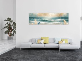Obraz – Malowana plaża w delikatnych kolorach (170x50 cm)