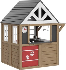 Domek dla Dzieci, SucceBuy Drewniany Domek dla Dzieci z Drzwiami, Oknem i Zlewem