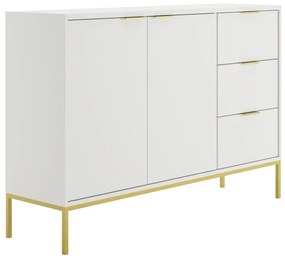 Komoda w stylu glamour z 3 szufladami biały + złoty - Pascal 3X