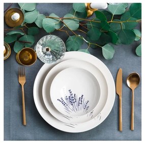 Zestaw obiadowy 24 szt. biały/niebieski/porcelana