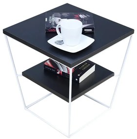 Minimalistyczny stolik kawowy z półką czarny - Celia 5X