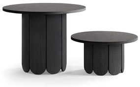 Czarny okrągły stolik w dekorze dębu ø 78 cm Soft – Woodman
