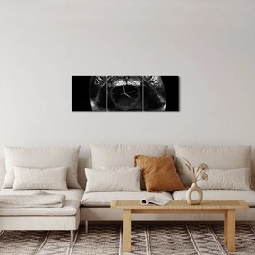 Obraz - Błyszczące usta (z zegarem) (90x30 cm)