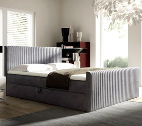 Szare pikowane łóżko kontynentalne z pojemnikiem 5 rozmiarów A4-L83