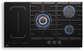 Klarstein Multichef 90cm Płyta kombinowana 5 stref gotowania Czarne szkło