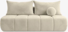 Sofa z Funkcją Spania SARIA Kremowa Welurowa Nowoczesna
