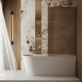 Parawan nawannowy prostokątny ARTE WELLE Classic Brown szkło brązowe ryflowane | Różne rozmiary : Kolor profili kabiny - chrom / srebrny, Rozmiar - 70x140 cm