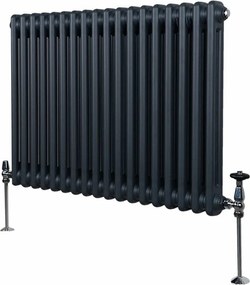 Tradycyjny grzejnik 2-kolumnowy - 600 x 832 mm - antracytowy szary