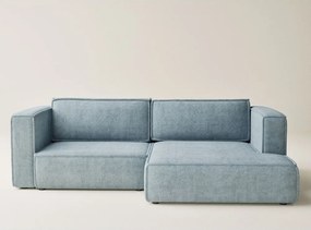 Jasnoniebieski rozkładany/ze schowkiem narożnik z tkaniny szenilowej (prawostronny/z szezlongiem) Velto – Maison de Rêve