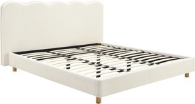 Łóżko Tapicerowane 180x200 cm IZMIR ze Stelażem Dwuosobowe Boucle Kremowe